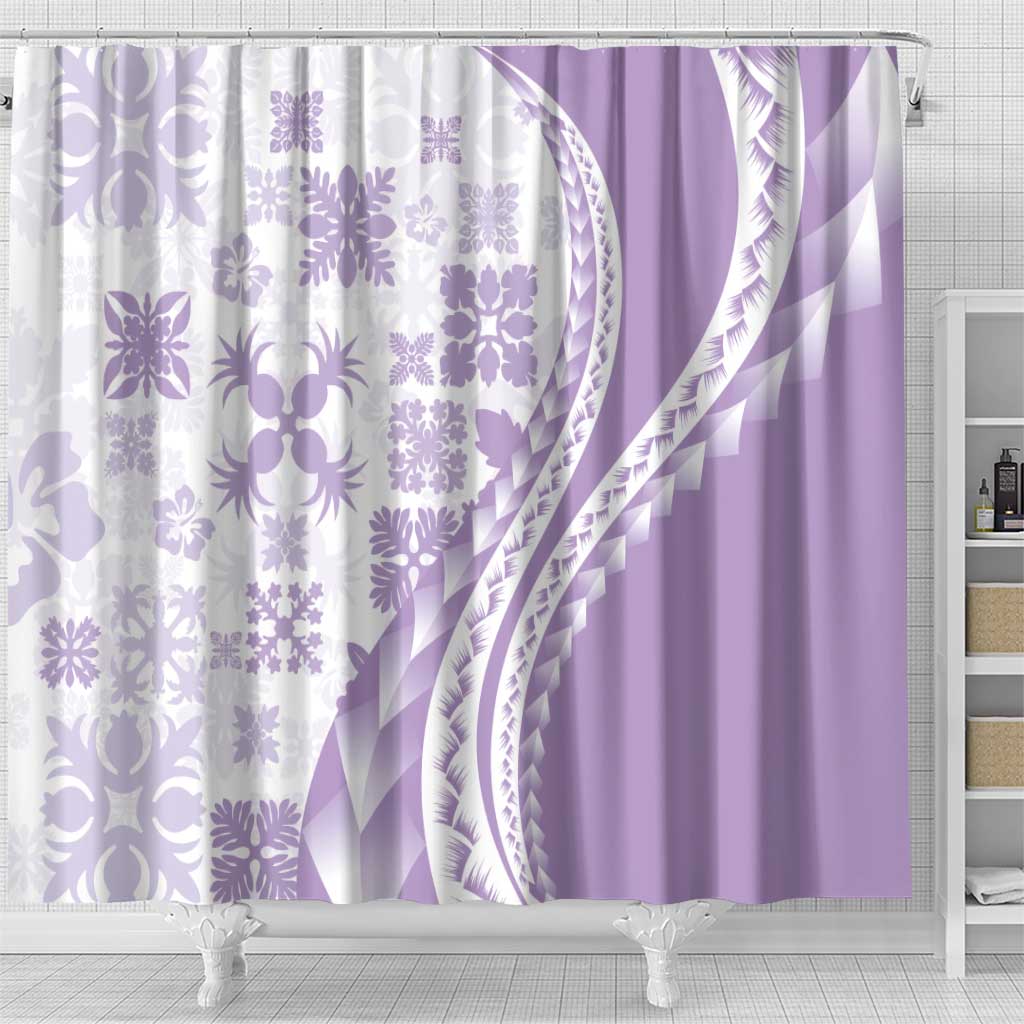 Purple Hawaiian Quilt Pattern Shower Curtain Mixed Polynesian Tribal Arty