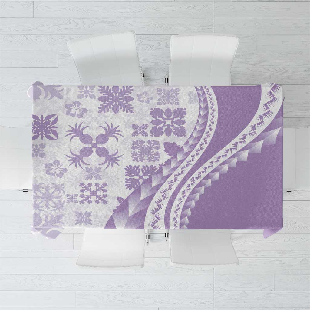 Purple Hawaiian Quilt Pattern Tablecloth Mixed Polynesian Tribal Arty