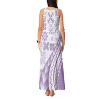 Purple Hawaiian Quilt Pattern Tank Maxi Dress Mixed Polynesian Tribal Arty