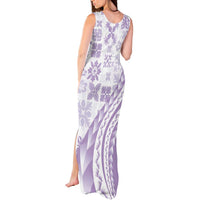 Purple Hawaiian Quilt Pattern Tank Maxi Dress Mixed Polynesian Tribal Arty