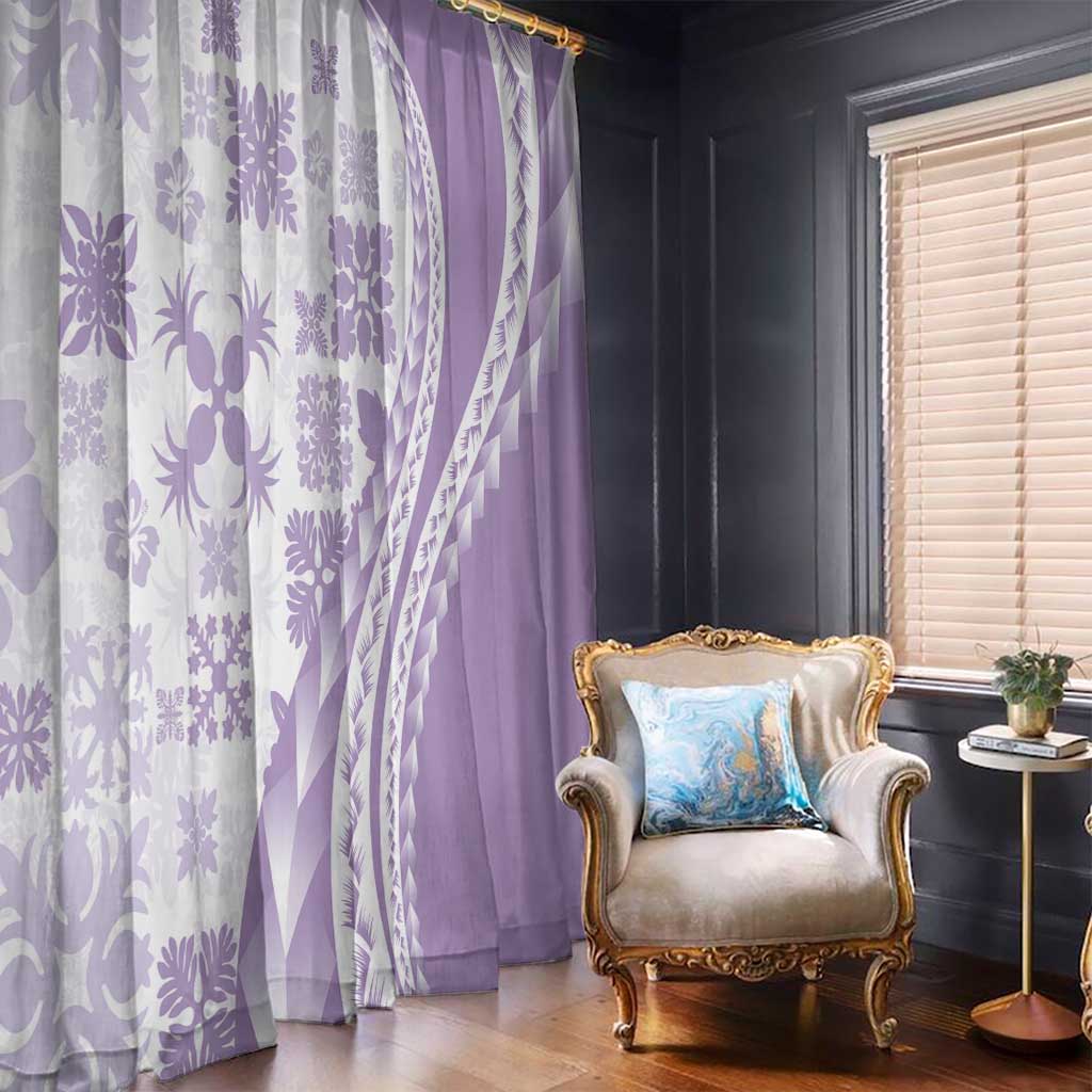 Purple Hawaiian Quilt Pattern Window Curtain Mixed Polynesian Tribal Arty