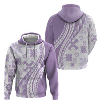 Purple Hawaiian Quilt Pattern Zip Hoodie Mixed Polynesian Tribal Arty