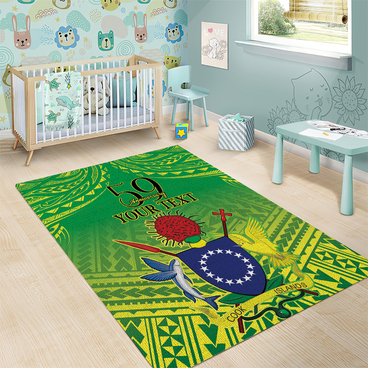 Cook Islands Constitution Day Area Rug Kuki Airani Since 1965