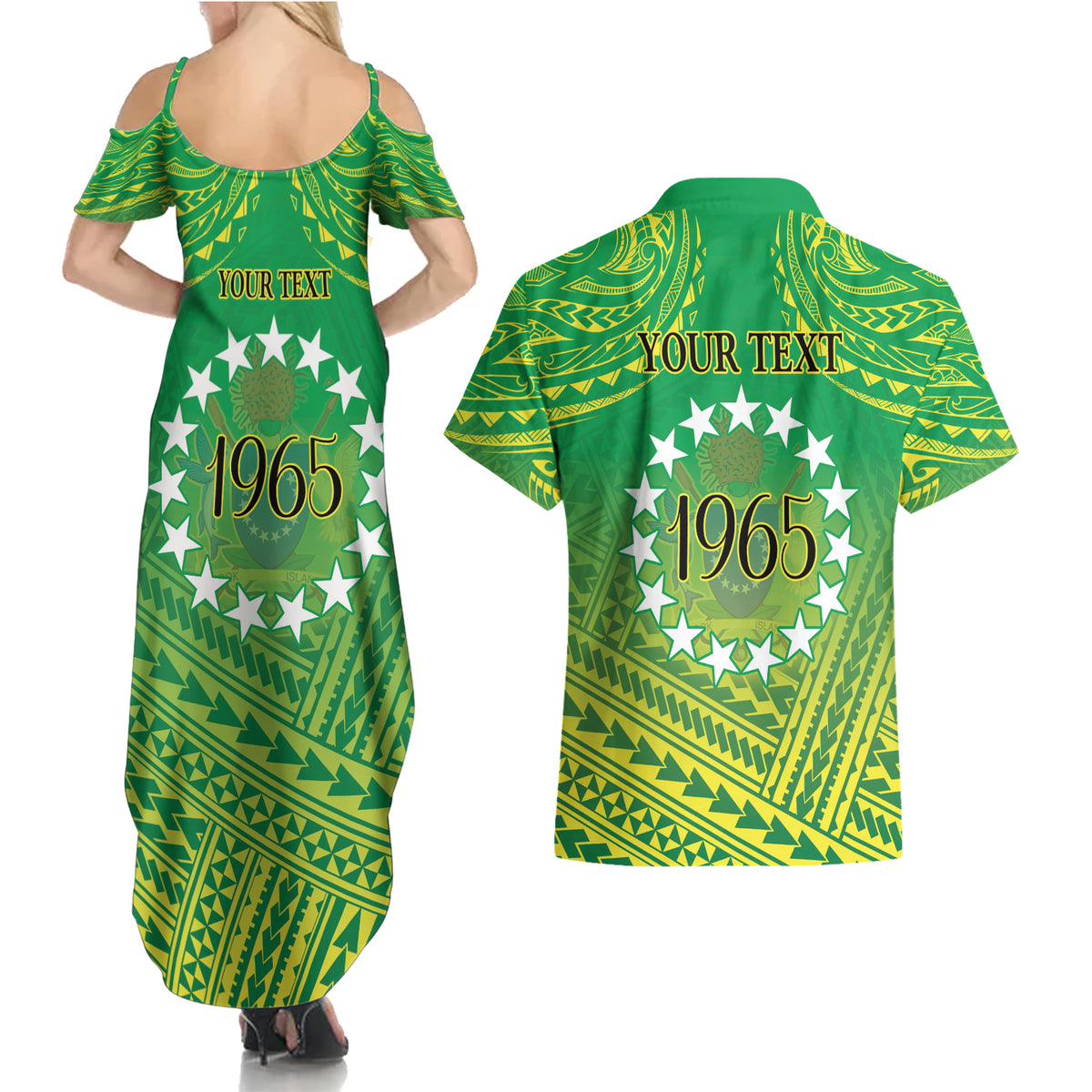 Cook Islands Constitution Day Couples Matching Summer Maxi Dress and Hawaiian Shirt Kuki Airani Since 1965