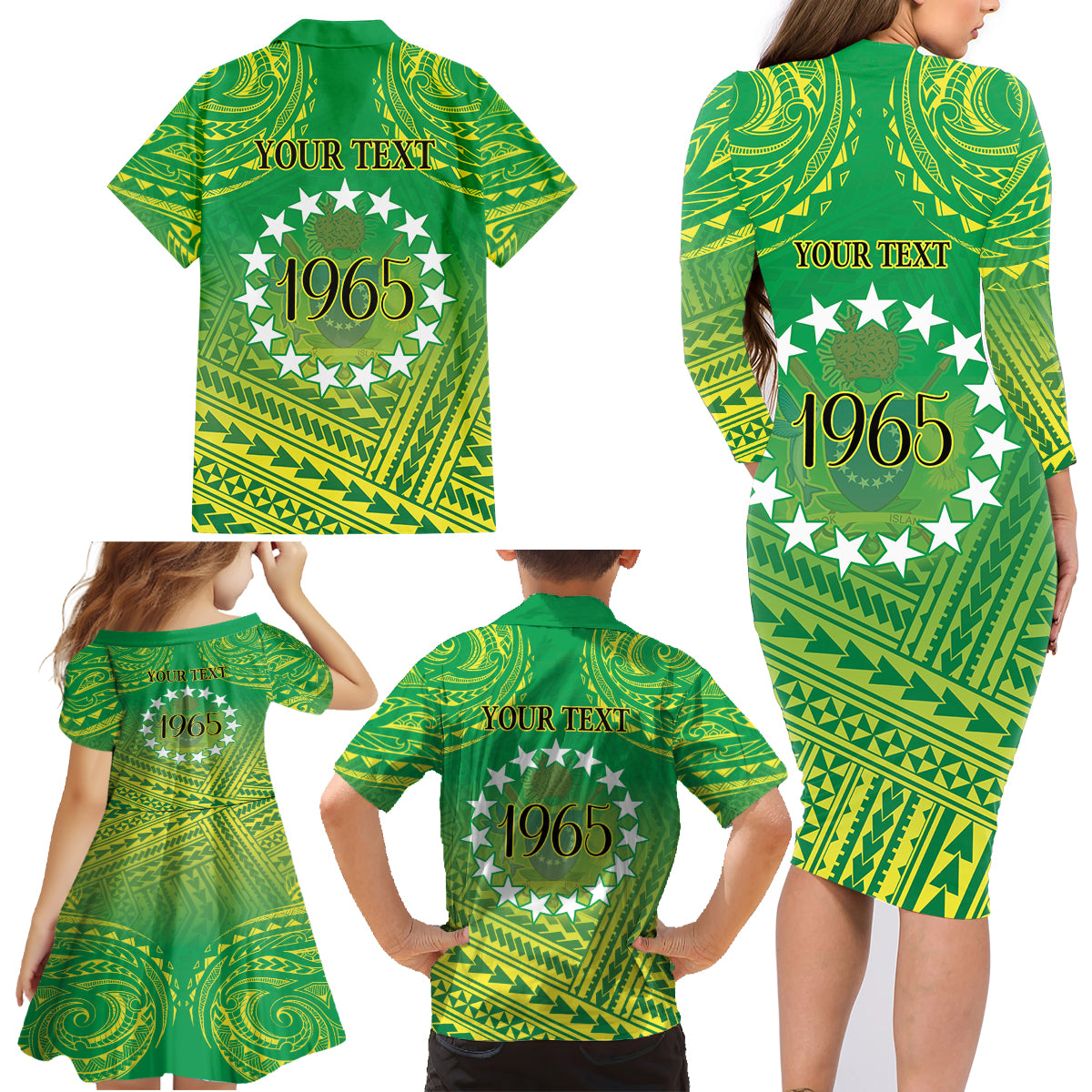 Cook Islands Constitution Day Family Matching Long Sleeve Bodycon Dress and Hawaiian Shirt Kuki Airani Since 1965