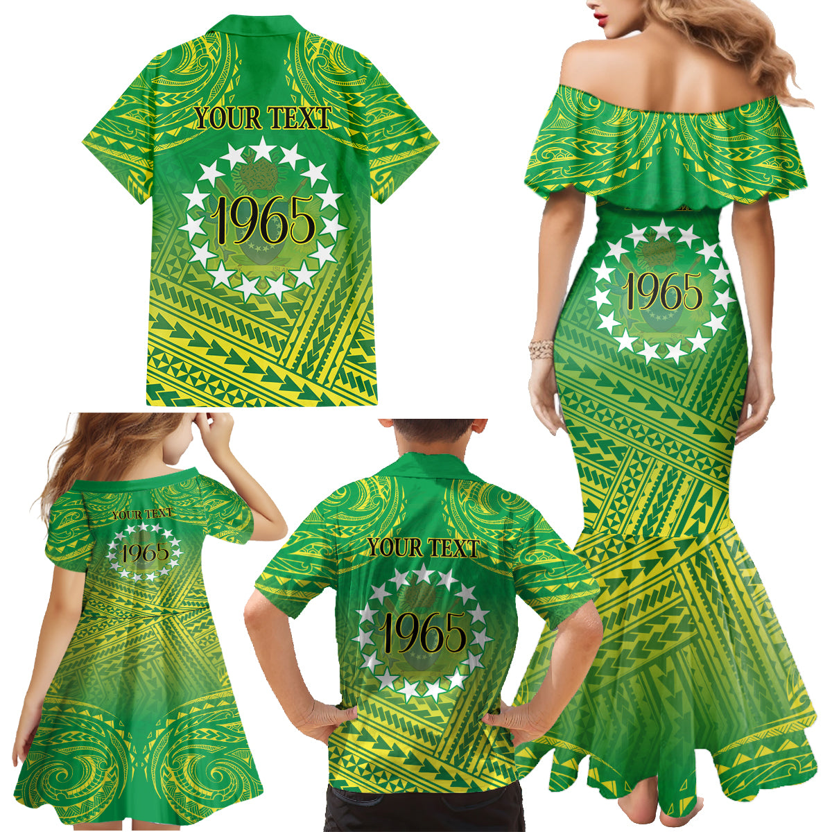 Cook Islands Constitution Day Family Matching Mermaid Dress and Hawaiian Shirt Kuki Airani Since 1965