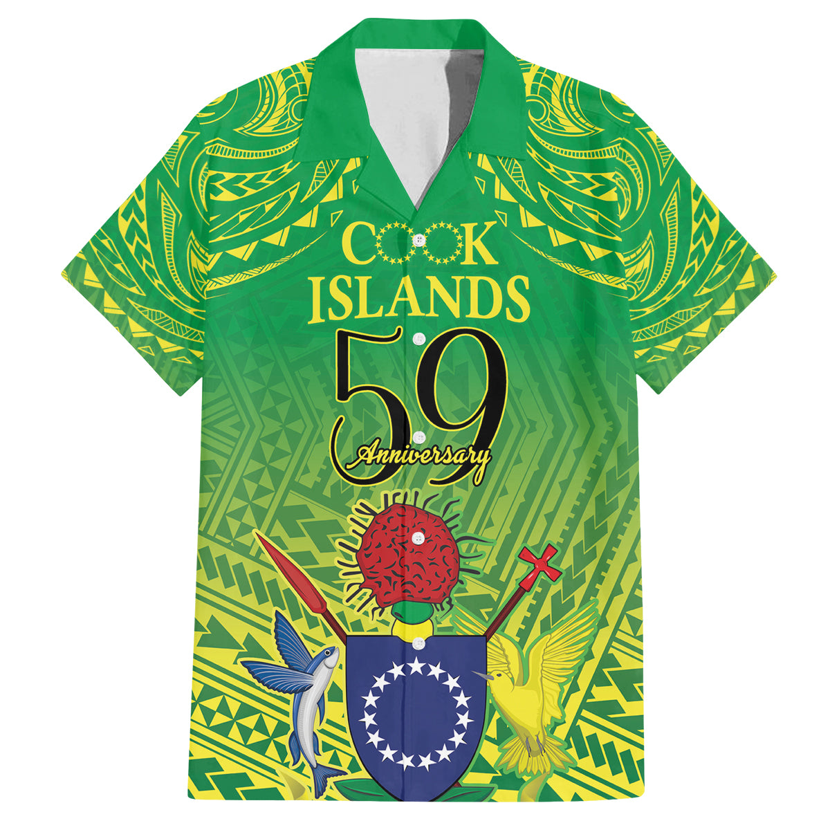 Cook Islands Constitution Day Family Matching Off Shoulder Short Dress and Hawaiian Shirt Kuki Airani Since 1965