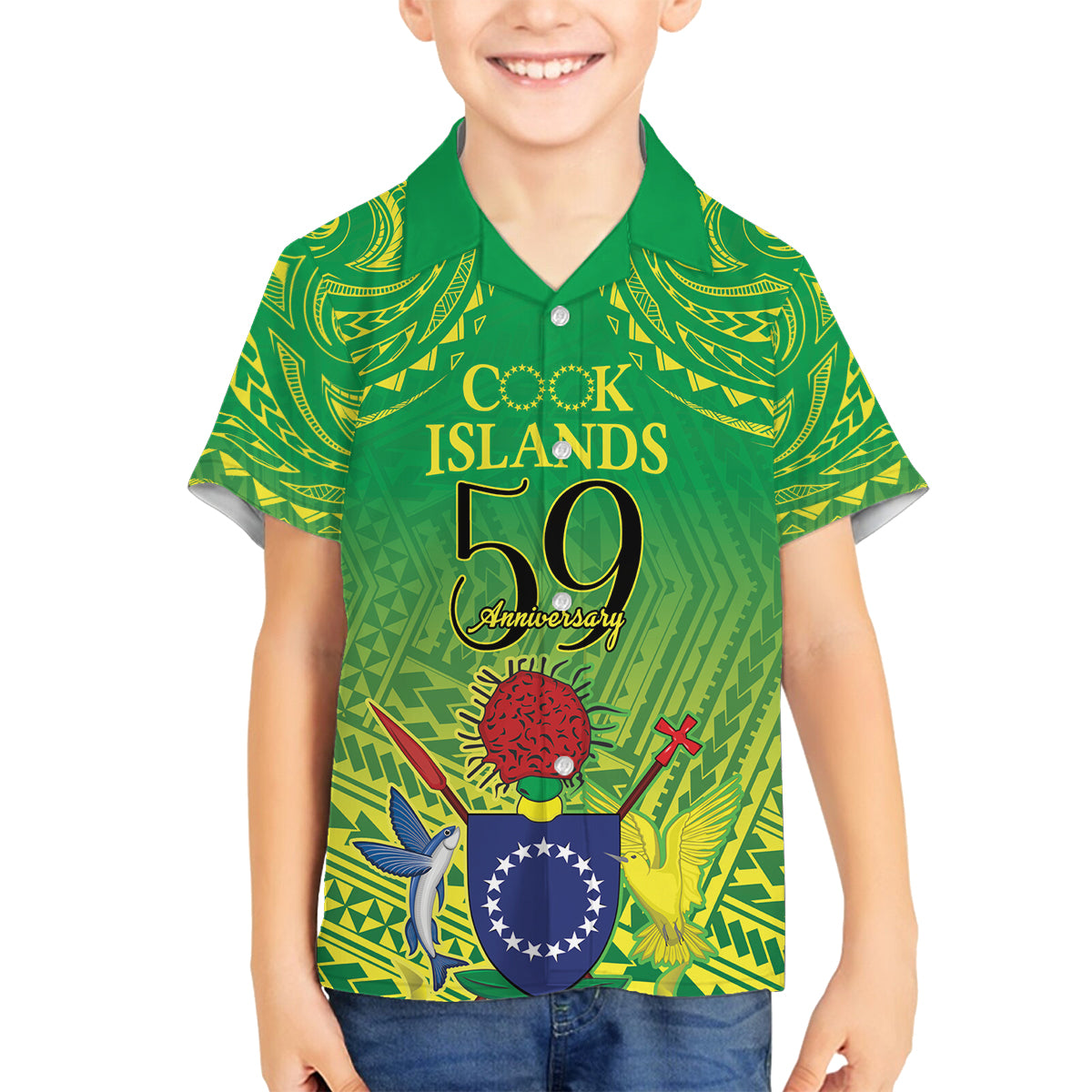 Cook Islands Constitution Day Family Matching Puletasi and Hawaiian Shirt Kuki Airani Since 1965