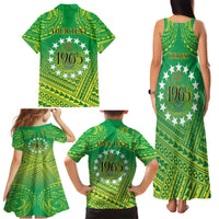 Cook Islands Constitution Day Family Matching Tank Maxi Dress and Hawaiian Shirt Kuki Airani Since 1965