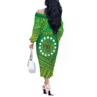 Cook Islands Constitution Day Off The Shoulder Long Sleeve Dress Kuki Airani Since 1965