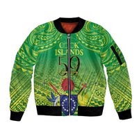 Cook Islands Constitution Day Sleeve Zip Bomber Jacket Kuki Airani Since 1965