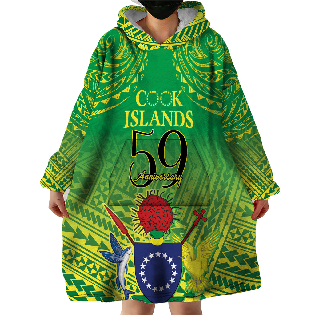 Cook Islands Constitution Day Wearable Blanket Hoodie Kuki Airani Since 1965