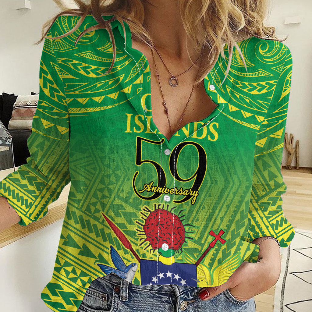 Cook Islands Constitution Day Women Casual Shirt Kuki Airani Since 1965