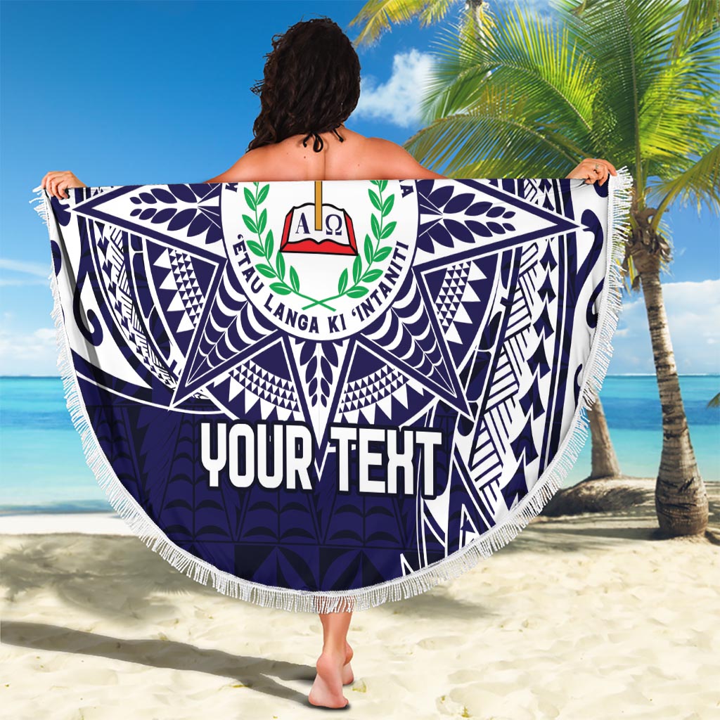Personalised Tonga Sia'atoutai Theological College Beach Blanket Since 1948 Special Kupesi Pattern