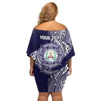 Personalised Tonga Sia'atoutai Theological College Family Matching Off Shoulder Short Dress and Hawaiian Shirt Since 1948 Special Kupesi Pattern