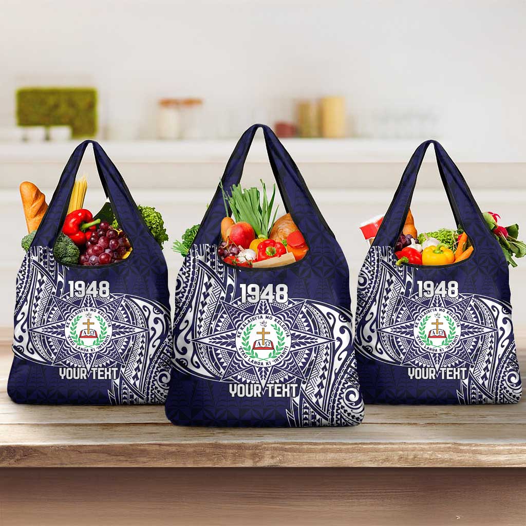 Personalised Tonga Sia'atoutai Theological College Grocery Bag Since 1948 Special Kupesi Pattern