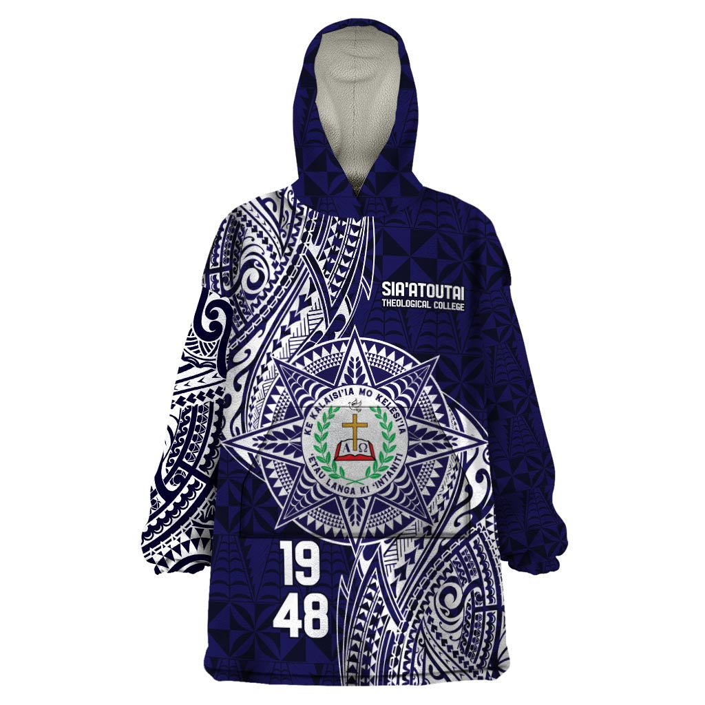 Personalised Tonga Sia'atoutai Theological College Wearable Blanket Hoodie Since 1948 Special Kupesi Pattern