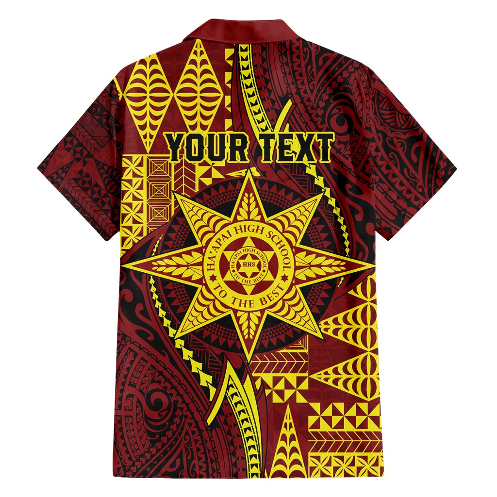 Personalised Tonga Haapai High School Family Matching Short Sleeve Bodycon Dress and Hawaiian Shirt Special Kupesi Pattern