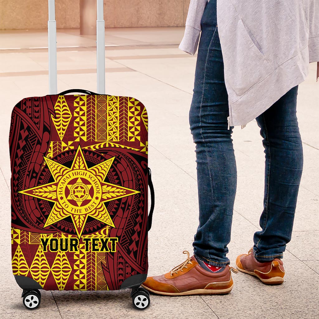 Personalised Tonga Haapai High School Luggage Cover Special Kupesi Pattern LT9 Gold - Polynesian Pride