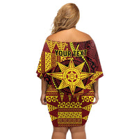 Personalised Tonga Haapai High School Off Shoulder Short Dress Special Kupesi Pattern