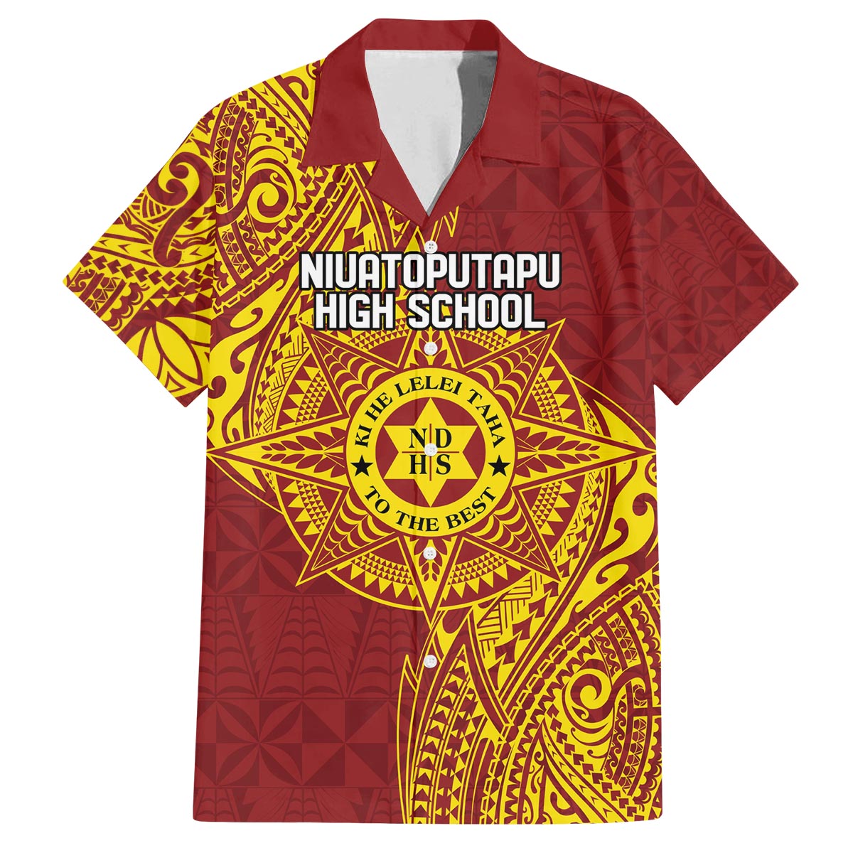 Personalised Tonga Niuatoputapu High School Family Matching Off The Shoulder Long Sleeve Dress and Hawaiian Shirt Special Kupesi Pattern