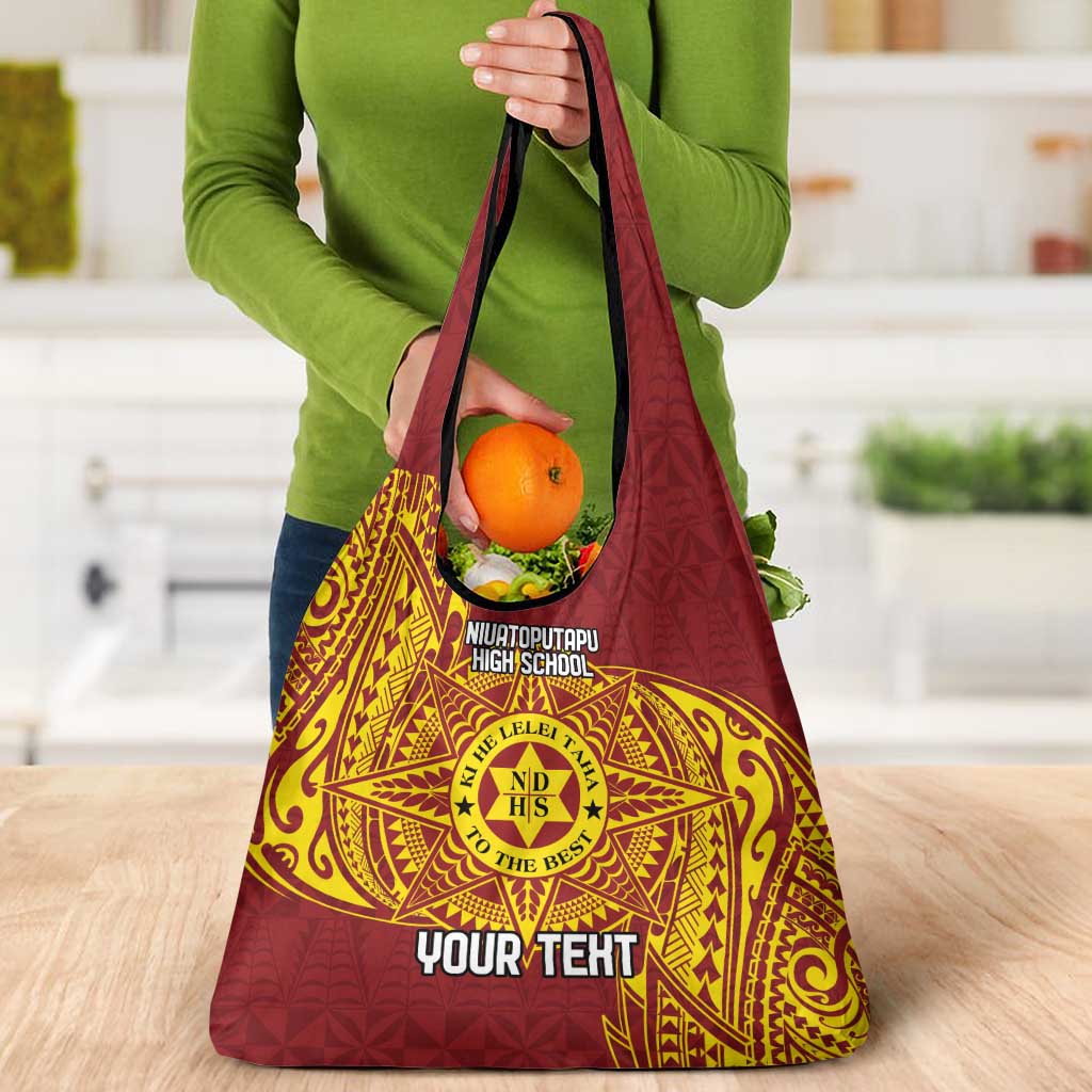 Personalised Tonga Niuatoputapu High School Grocery Bag Special Kupesi Pattern