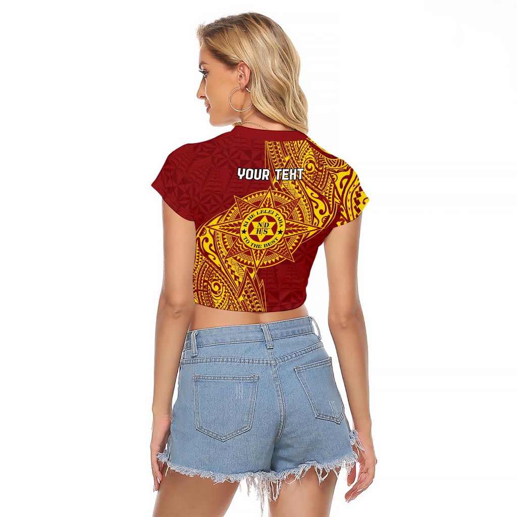 Personalised Tonga Niuatoputapu High School Raglan Cropped T Shirt Special Kupesi Pattern