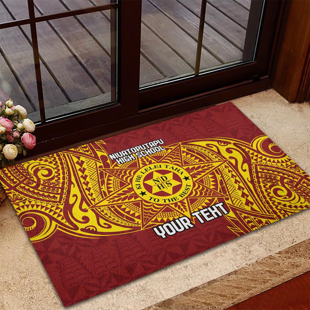 Personalised Tonga Niuatoputapu High School Rubber Doormat Special Kupesi Pattern