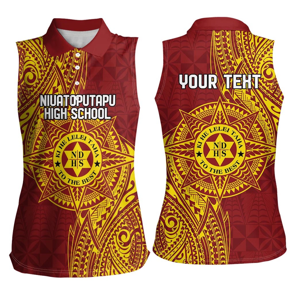 Personalised Tonga Niuatoputapu High School Women Sleeveless Polo Shirt Special Kupesi Pattern