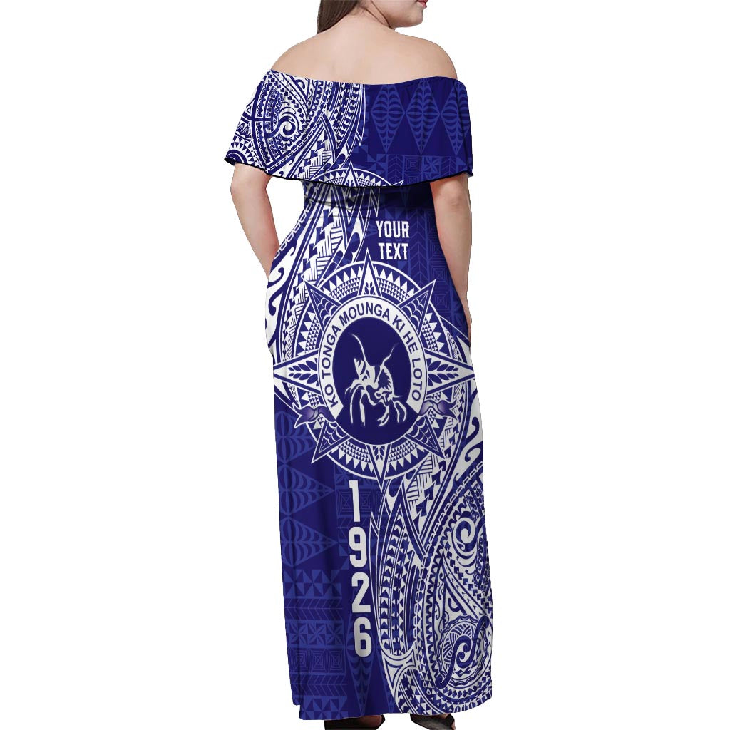 Personalised Tonga Queen Salote College Off Shoulder Maxi Dress Kolisi Fefine 1926 Special Kupesi Pattern