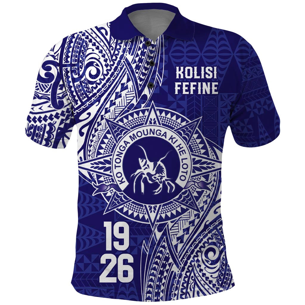 Personalised Tonga Queen Salote College Polo Shirt Kolisi Fefine 1926 Special Kupesi Pattern LT9 Blue - Polynesian Pride