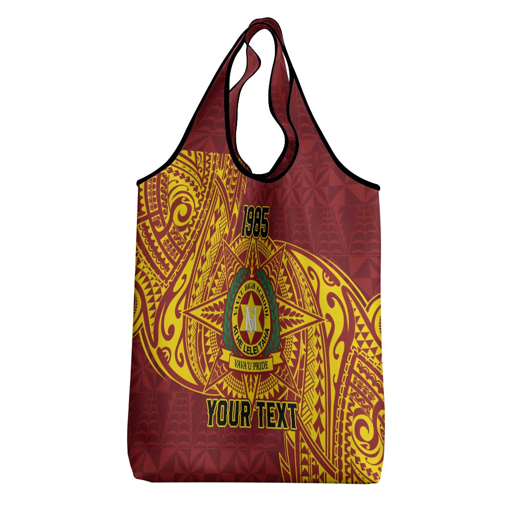 Personalised Tonga Vava'u High School Grocery Bag Since 1985 Special Kupesi Pattern