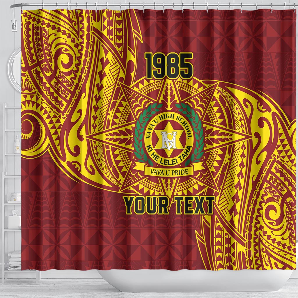 Personalised Tonga Vava'u High School Shower Curtain Since 1985 Special Kupesi Pattern