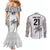 Custom Fiji Rugby Couples Matching Mermaid Dress and Long Sleeve Button Shirt History Champions World Cup 7s - White