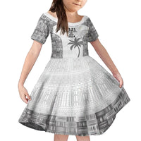 Custom Fiji Rugby Family Matching Puletasi and Hawaiian Shirt History Champions World Cup 7s - White LT9 Daughter's Dress White - Polynesian Pride
