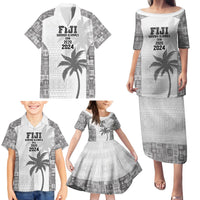 Custom Fiji Rugby Family Matching Puletasi and Hawaiian Shirt History Champions World Cup 7s - White LT9 - Polynesian Pride
