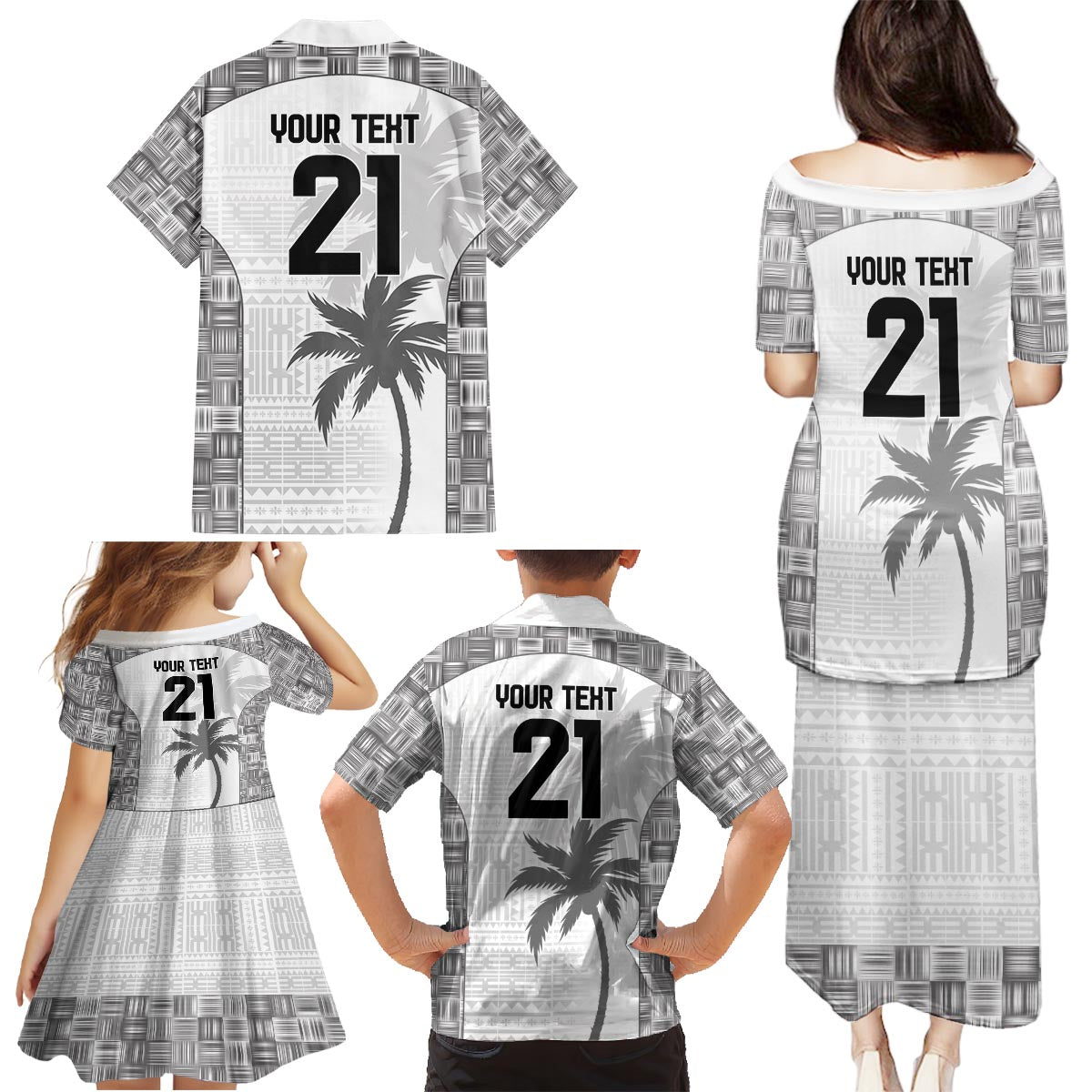 Custom Fiji Rugby Family Matching Puletasi and Hawaiian Shirt History Champions World Cup 7s - White LT9 - Polynesian Pride