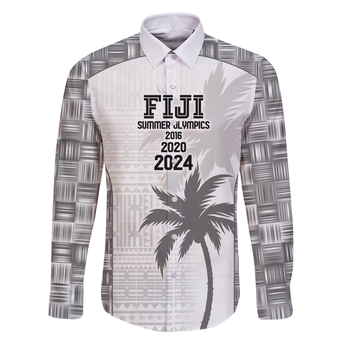 Custom Fiji Rugby Family Matching Puletasi and Hawaiian Shirt History Champions World Cup 7s - White LT9 Dad's Shirt - Long Sleeve White - Polynesian Pride