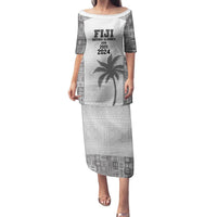 Custom Fiji Rugby Family Matching Puletasi and Hawaiian Shirt History Champions World Cup 7s - White LT9 Mom's Dress White - Polynesian Pride