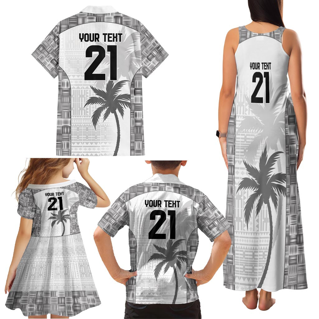 Custom Fiji Rugby Family Matching Tank Maxi Dress and Hawaiian Shirt History Champions World Cup 7s - White