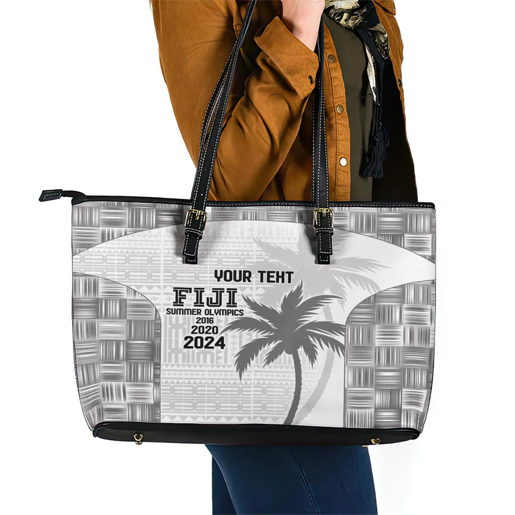 Custom Fiji Rugby Leather Tote Bag History Champions World Cup 7s - White