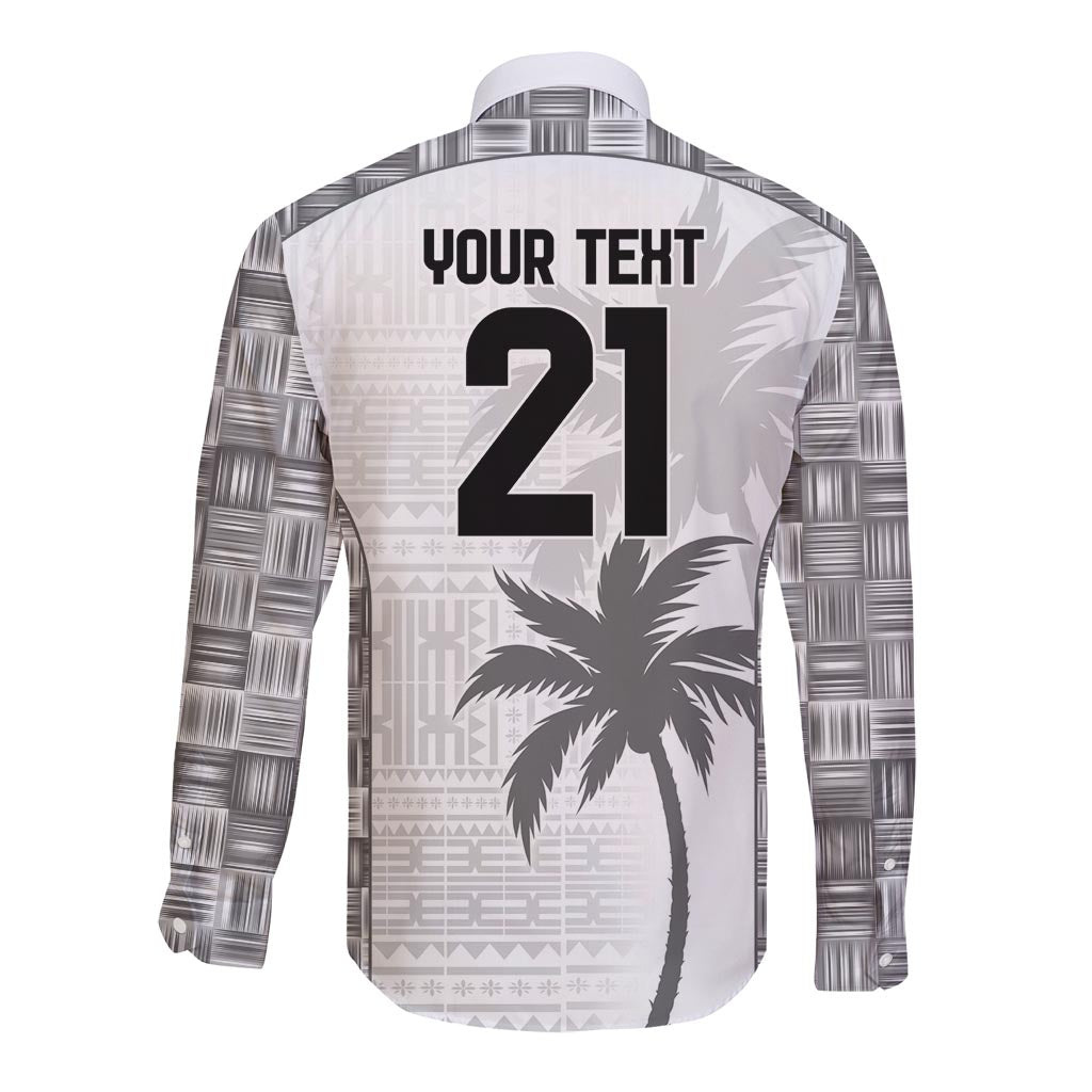 Custom Fiji Rugby Long Sleeve Button Shirt History Champions World Cup 7s - White LT9 - Polynesian Pride