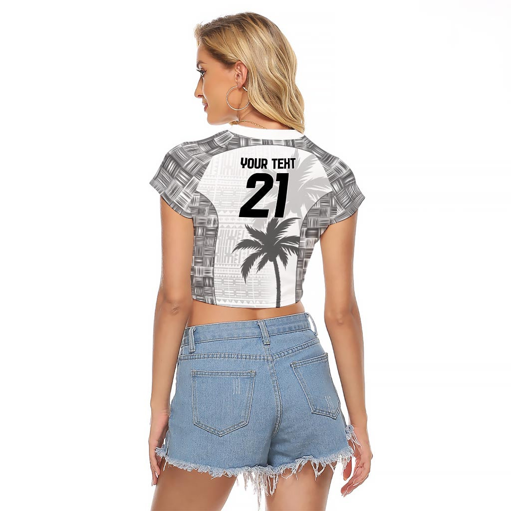 Custom Fiji Rugby Raglan Cropped T Shirt History Champions World Cup 7s - White