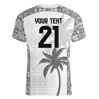 Custom Fiji Rugby Women V-Neck T-Shirt History Champions World Cup 7s - White