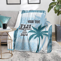 Custom Fiji Rugby Blanket History Champions World Cup 7s - Bllue LT9 - Polynesian Pride