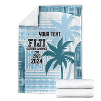 Custom Fiji Rugby Blanket History Champions World Cup 7s - Bllue LT9 - Polynesian Pride