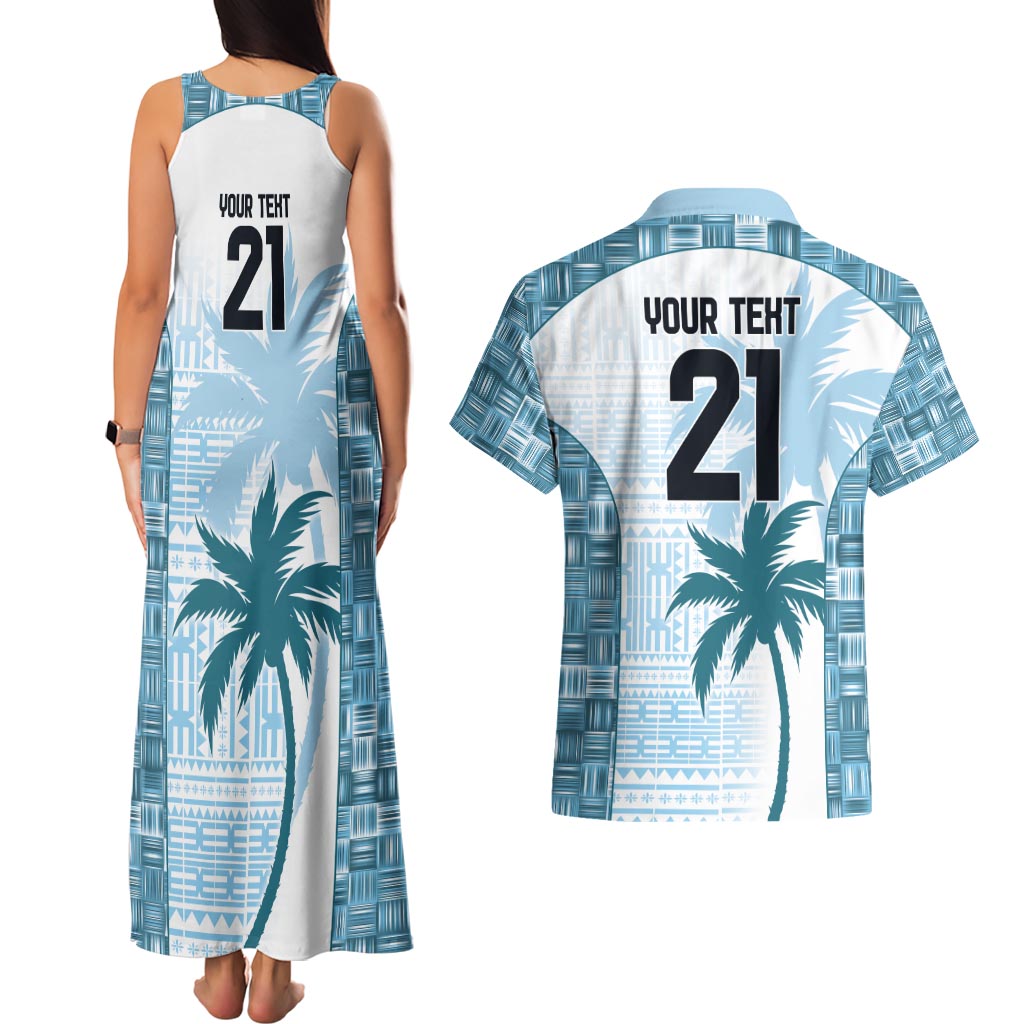 Custom Fiji Rugby Couples Matching Tank Maxi Dress and Hawaiian Shirt History Champions World Cup 7s - Bllue