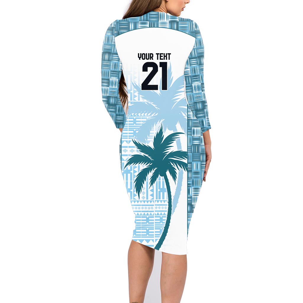 Custom Fiji Rugby Family Matching Long Sleeve Bodycon Dress and Hawaiian Shirt History Champions World Cup 7s - Bllue LT9 - Polynesian Pride