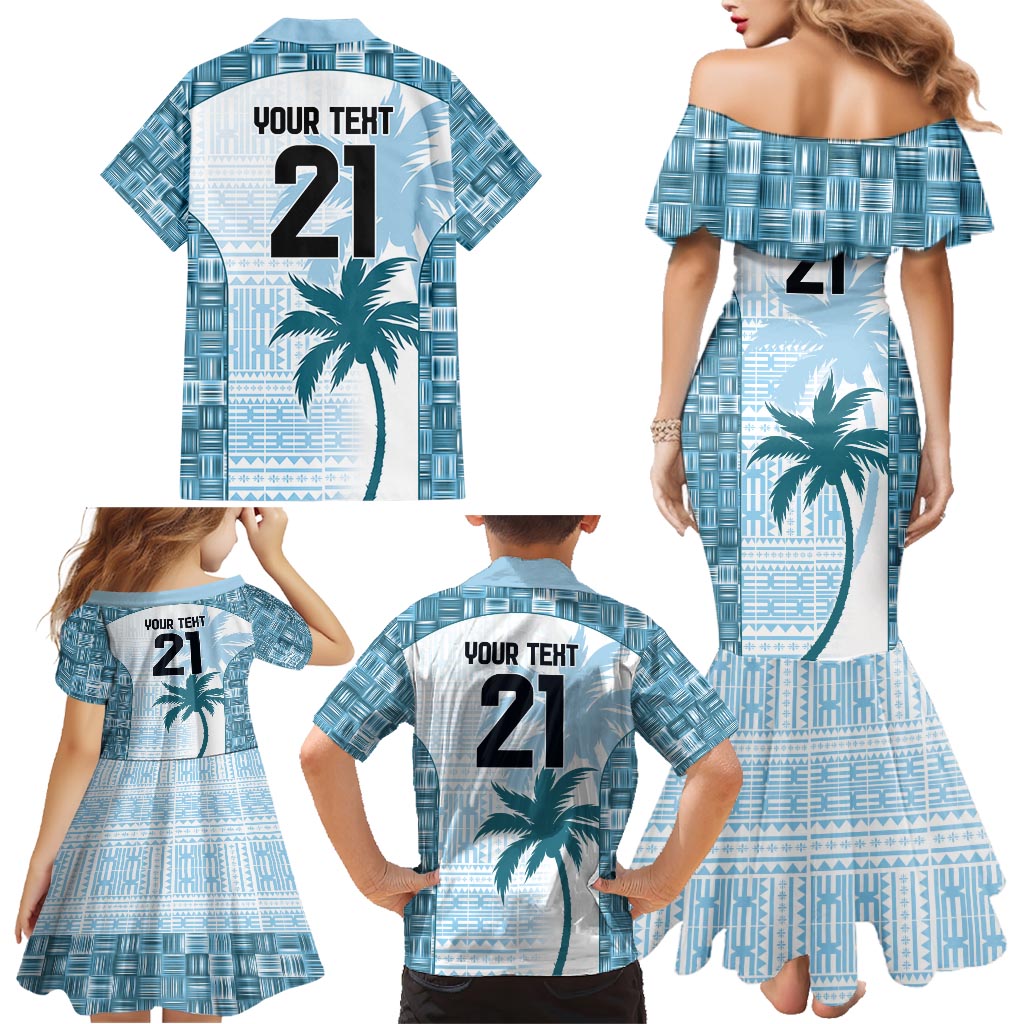 Custom Fiji Rugby Family Matching Mermaid Dress and Hawaiian Shirt History Champions World Cup 7s - Bllue LT9 - Polynesian Pride