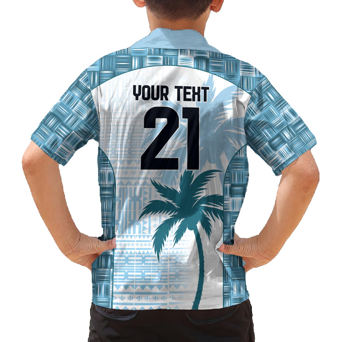 Custom Fiji Rugby Family Matching Off The Shoulder Long Sleeve Dress and Hawaiian Shirt History Champions World Cup 7s - Bllue LT9 - Polynesian Pride